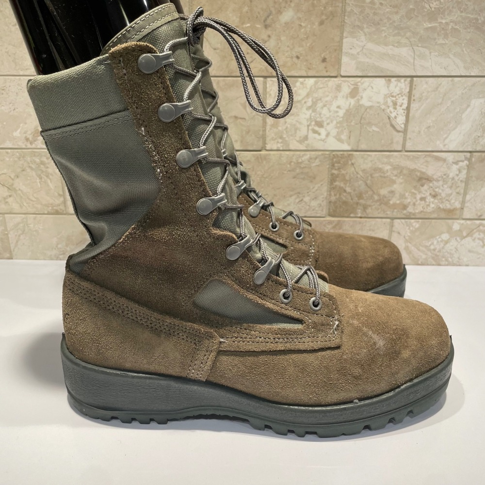 Belleville 600 ST Steel Toe Combat Boots Mens 8.5 R Sage Green Suede Vibram USA